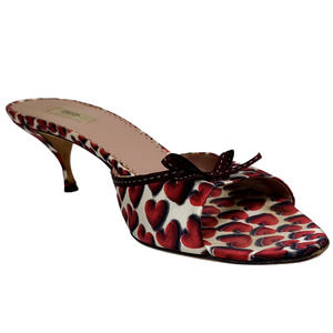 COPY - Vintage Prada Heart Print Kitten Heel Slides, sz 39.5